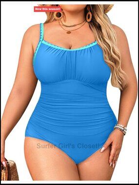 Plus Size Tummy Control One Piece Swimsuit with Ruched Detail